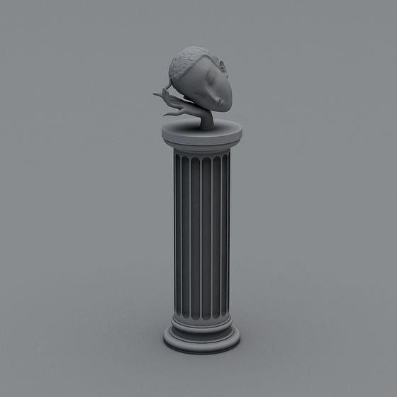 Contemplator 3D Model - Thoughtful Sculpture Design