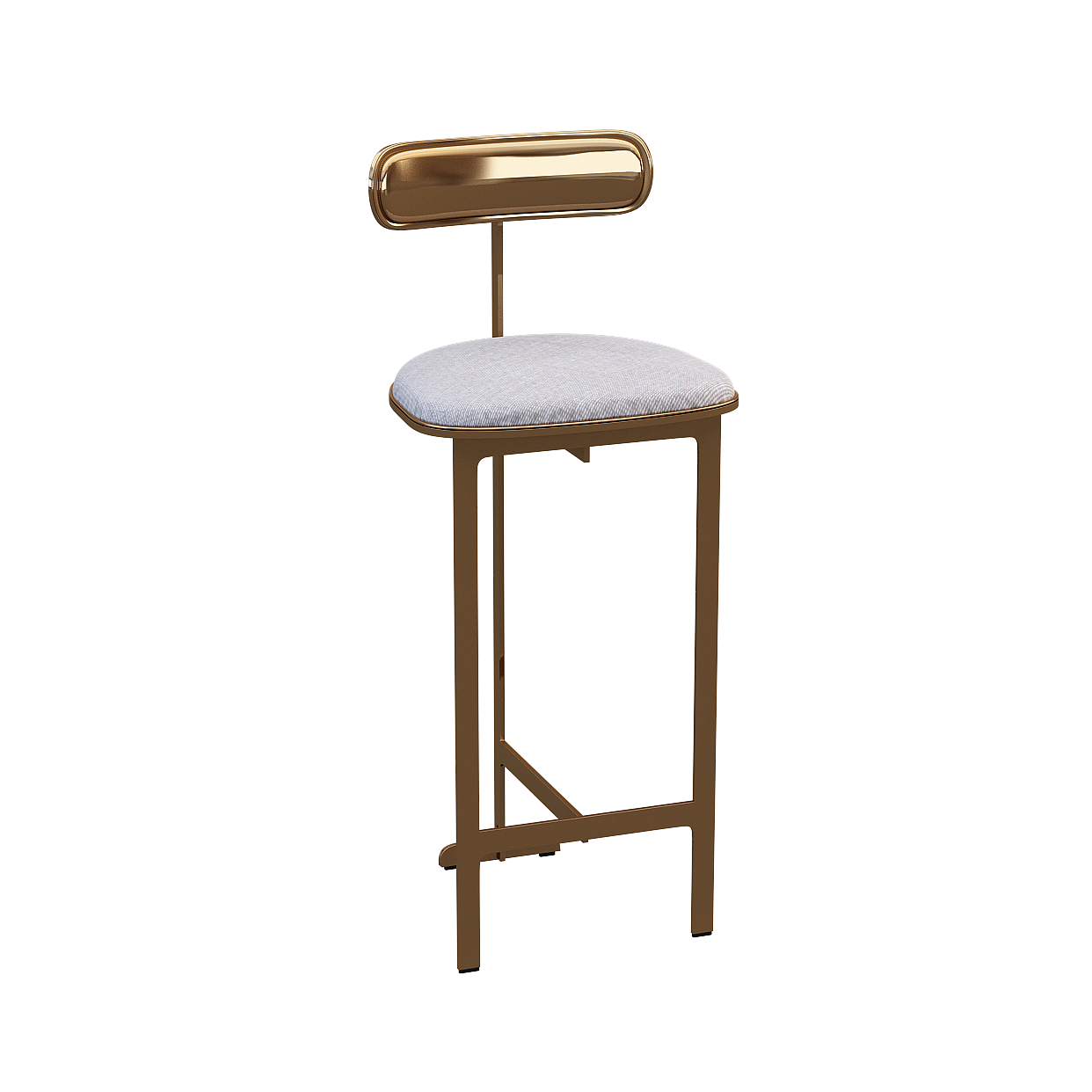Luxury Bar Stool 3D Model – Golden Frame & Velvet Seat