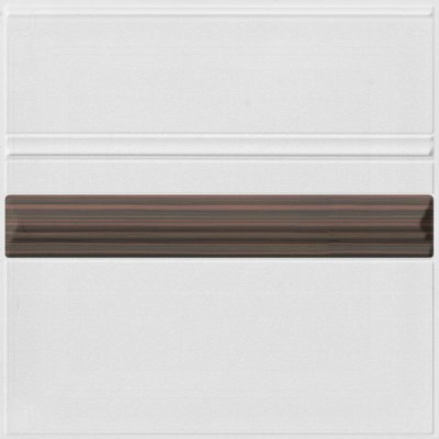 Modern dark brown wood wall panel with horizontal lines on white background
