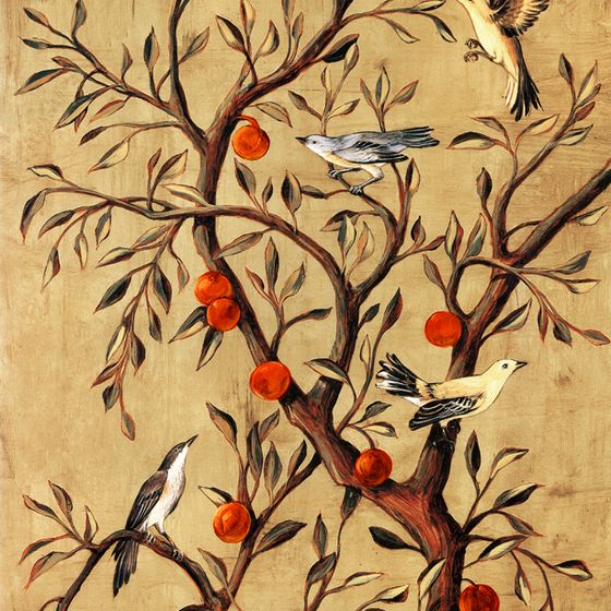 Orange Tree Birds 3D Model