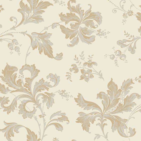 Elegant Floral Wallpaper Scrollwork Pattern 3D model for Interiors