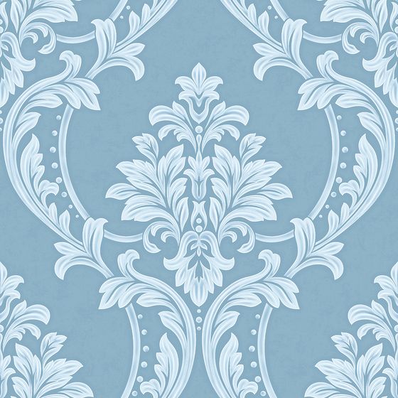 Elegant Floral Wallpaper 3D model in Blue Tones