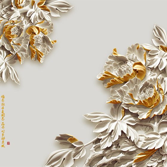 Golden Peony 3D model for Creative Projects