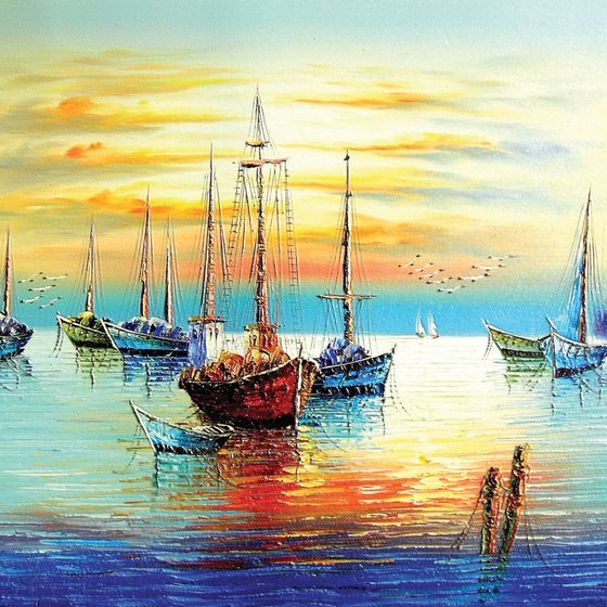 Sunset Fishing Harbor 3D model