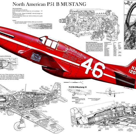 Vibrant North American P51 B Mustang 3D model
