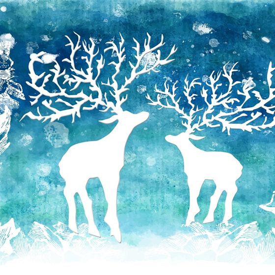 Winter Forest Scene with Two Deer 3D model